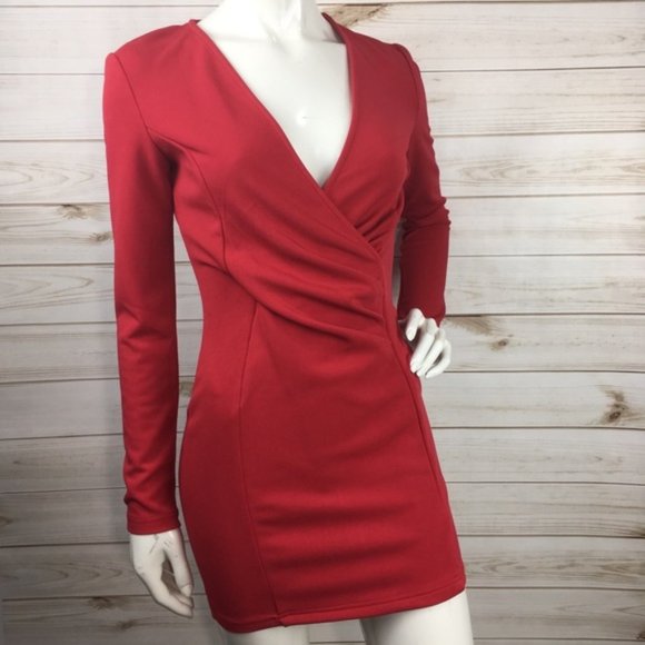 Akira Chicago Red Long Sleeve Dress - Picture 3 of 8